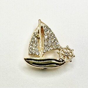 NWOT - Elegant Rhinestone Sailboat Brooch